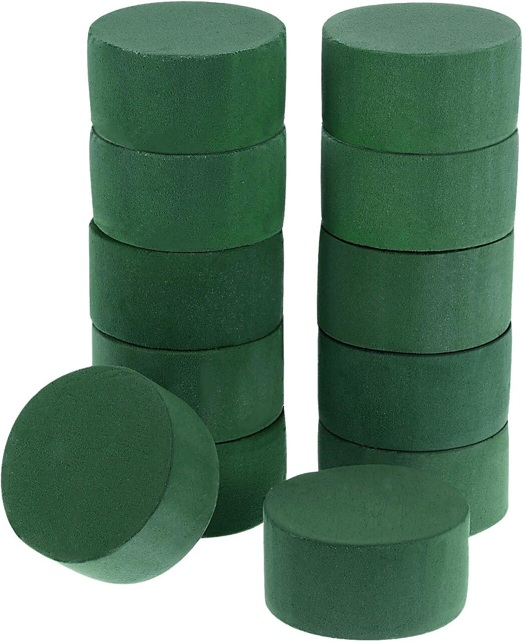 12 Pieces Round Floral Foam Wet Green Flower Foam DIY Flower Arrangement Kit for Aisle Wedding Party Decoration(2.95 x 2.95 x 1.57 Inches)